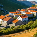 지구과학과 암석의 순환 - **"Granite Village in Serra da Estrela"**: A panoramic, realistic photograph of a quaint traditional...