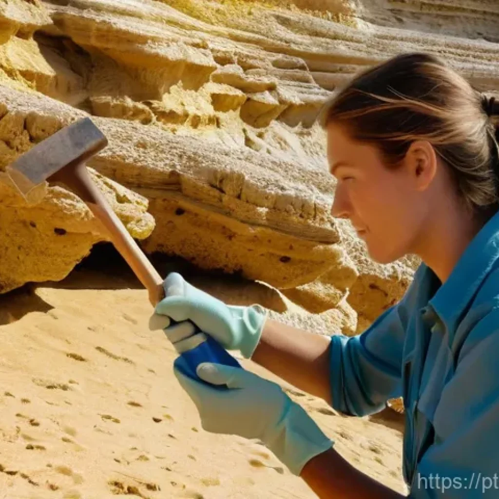 지구과학과 기후 변화 모델링 - **Prompt 1: Deciphering Earth's Ancient Messages**
A highly detailed, cinematic shot of a geosci...