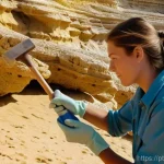 지구과학과 기후 변화 모델링 - **Prompt 1: Deciphering Earth's Ancient Messages**
A highly detailed, cinematic shot of a geosci...