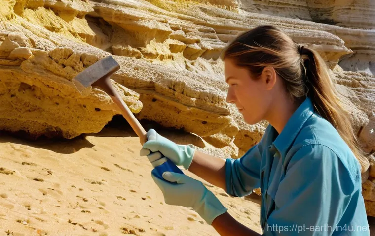 지구과학과 기후 변화 모델링 - **Prompt 1: Deciphering Earth's Ancient Messages**
A highly detailed, cinematic shot of a geosci...