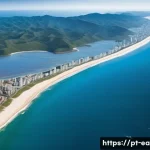 Home 22 지구과학과 해수면 상승 - A detailed aerial view of the southeastern Brazilian coastline showing the gradual thermal expansion...