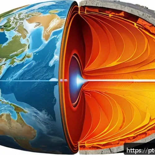Home 31 지구과학과 지질 구조 분석 - A detailed cross-sectional illustration of Earth’s internal layers, showing the crust, mantle, outer...