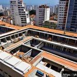 Home 18 지구과학과 지진 피해 복구 - A detailed aerial view of a Brazilian urban area in São Paulo with modern buildings designed for ear...